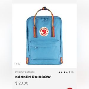 Blue and rainbow Kanken backpack. EUC